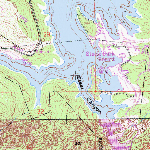 Topographic Map of Steel Canyon, CA