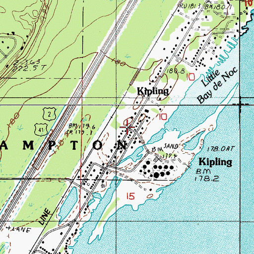 Topographic Map of Kipling Post Office (historical), MI
