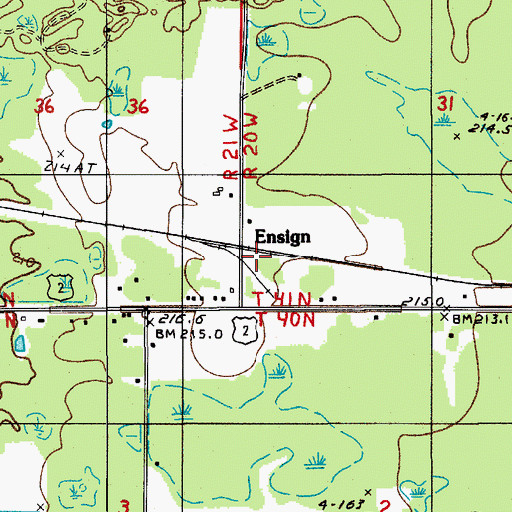 Topographic Map of Ensign Station, MI