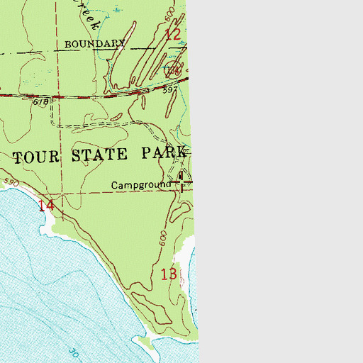 Topographic Map of De Tour State Forest Campground, MI