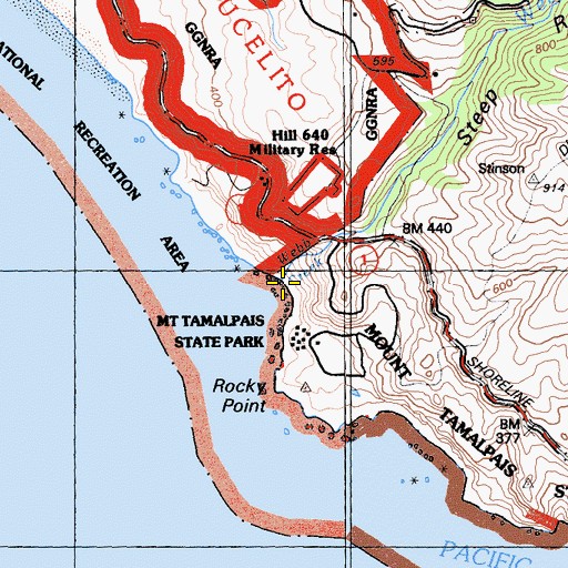 Topographic Map of Steep Ravine Canyon, CA