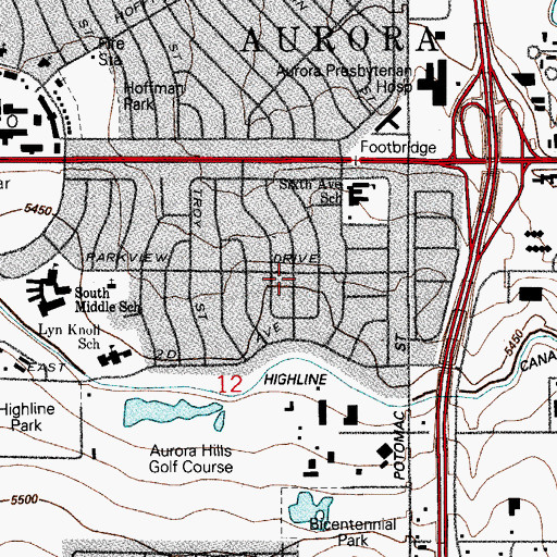 Topographic Map of Park View Estates, CO