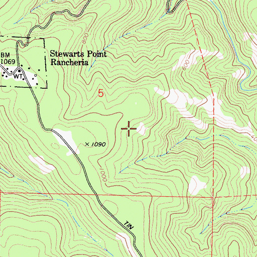 Topographic Map of Stewarts Point Rancheria, CA