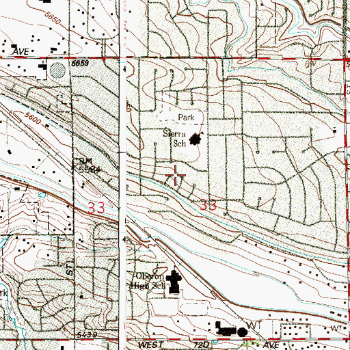 Topographic Map of Oak Park, CO
