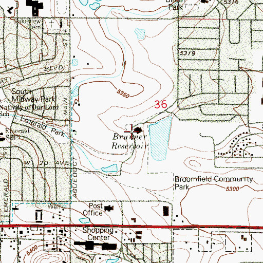 Topographic Map of Broomfield Recreation Center, CO