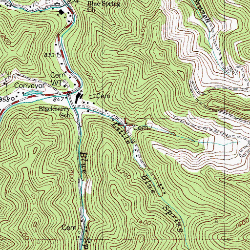 Topographic Map of Big Stream Branch, KY
