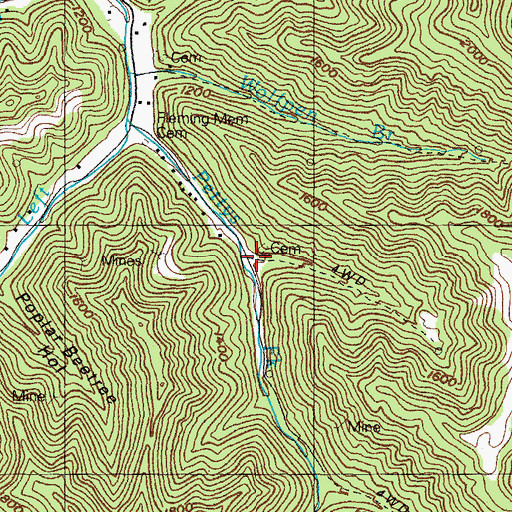 Topographic Map of Calamus Hollow, KY