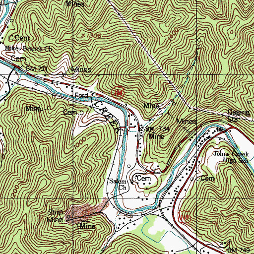 Topographic Map of Price Branch, KY