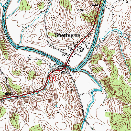 Topographic Map of Sherburne Bridge, KY