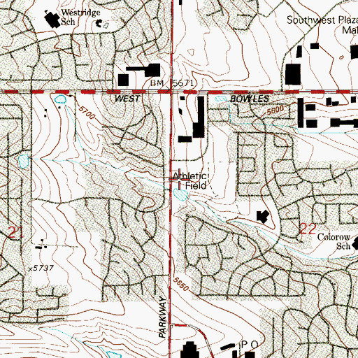 Topographic Map of Montessori Peaks Academy, CO