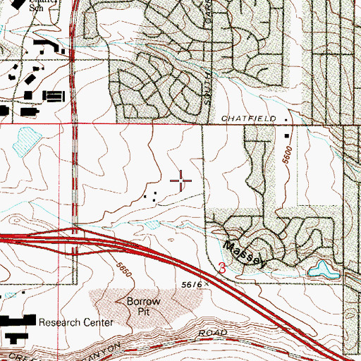 Topographic Map of Falcon Bluffs Middle School, CO