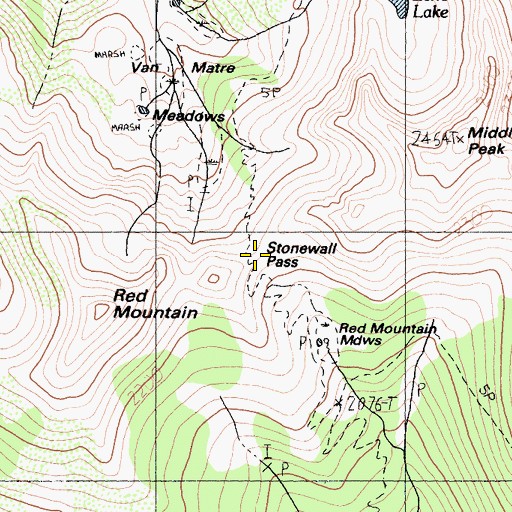Topographic Map of Stonewall Pass, CA
