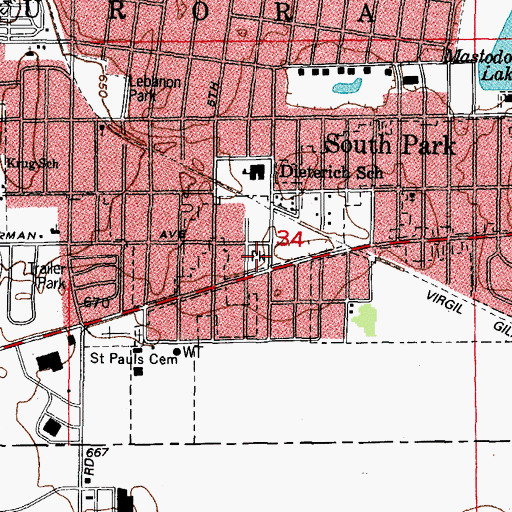 Topographic Map of Pierce Park, IL