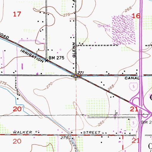 Topographic Map of Stony Creek Irrigation Canal, CA