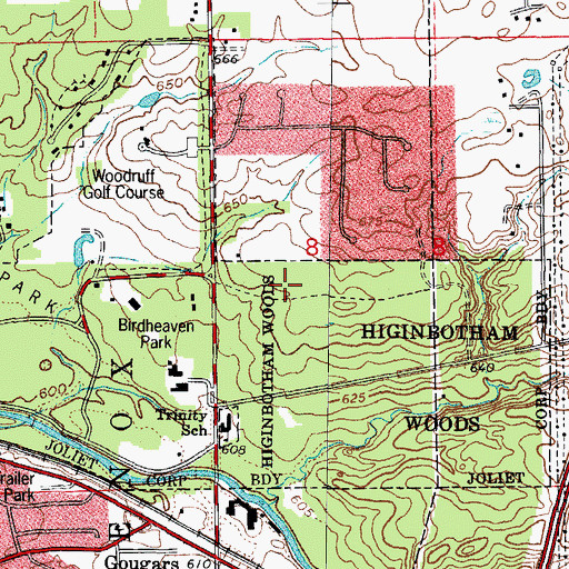 Topographic Map of Thunder Ridge, IL