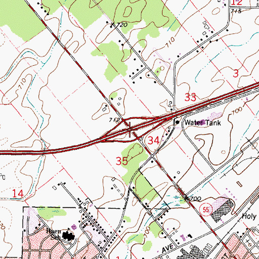 Topographic Map of Interchange 148, WI