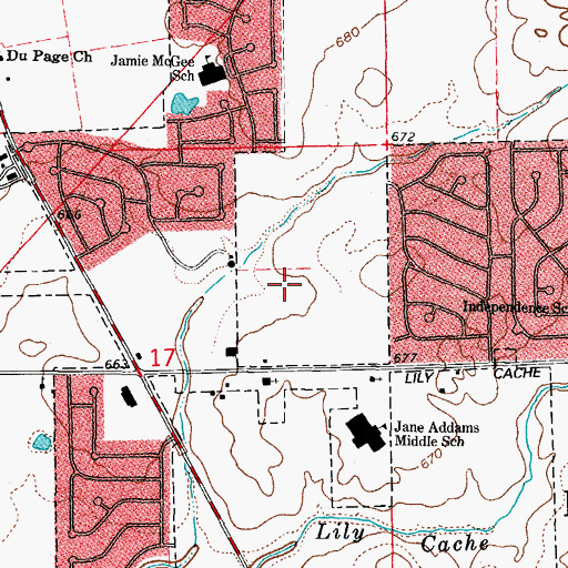 Topographic Map of Claridge Estates, IL