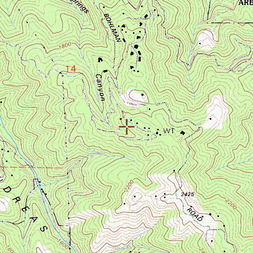 Topographic Map of Stuart Camp, CA