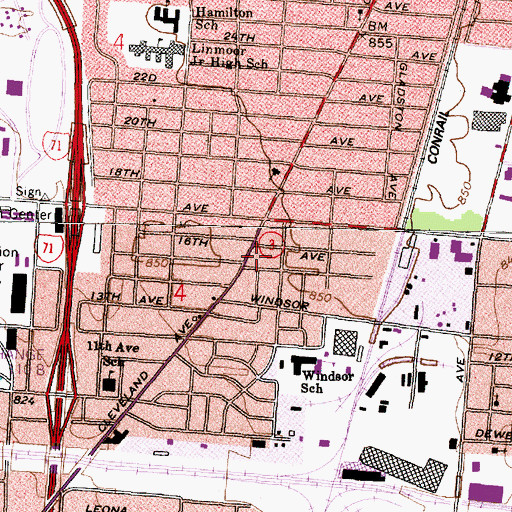 Topographic Map of Columbus Fire Department Station 18, OH