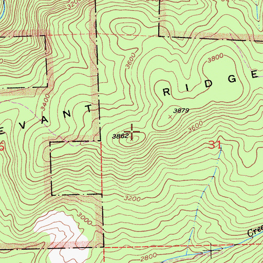 Topographic Map of Sturdevant Ridge, CA