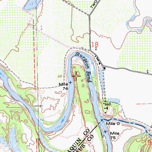 Topographic Map of Sturgeon Bend, CA
