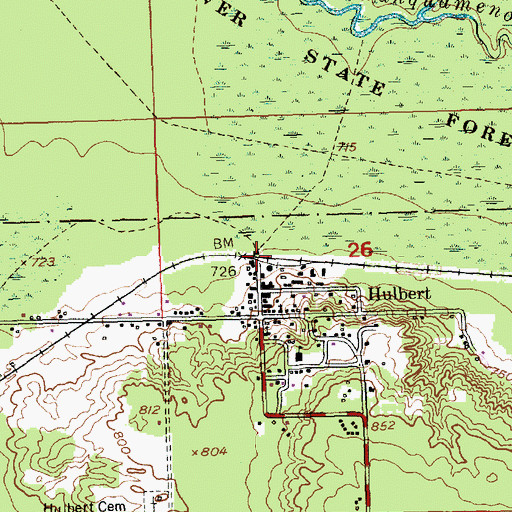Topographic Map of Hulbert Station (historical), MI