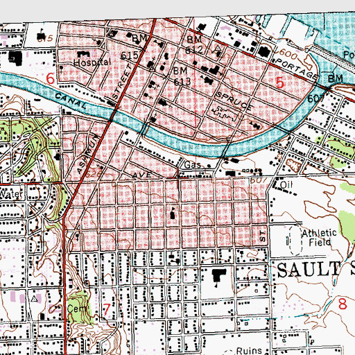 Topographic Map of Sault Ste Marie Wesleyan Church, MI