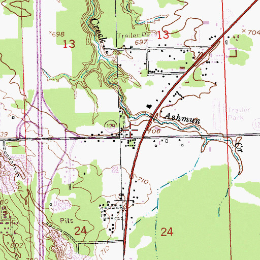 Topographic Map of Larke Road Historical Marker, MI
