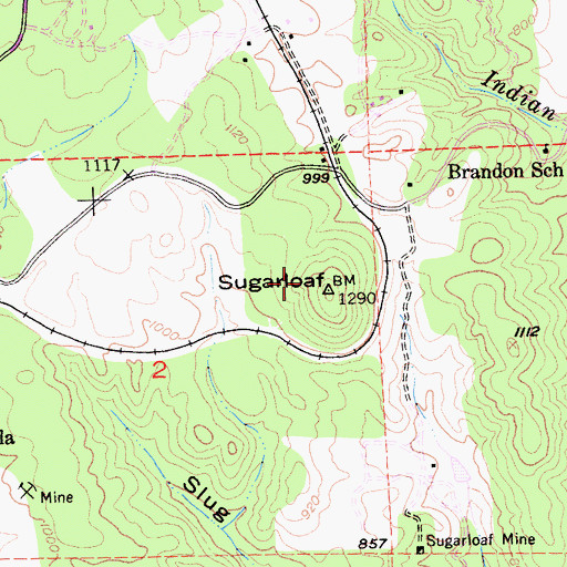 Topographic Map of Sugarloaf, CA