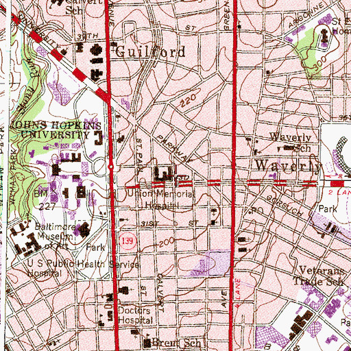 Topographic Map of Bauernschmidt Building, MD