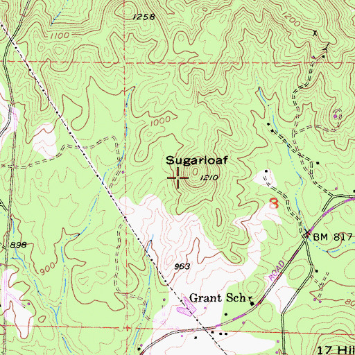 Topographic Map of Sugarloaf, CA