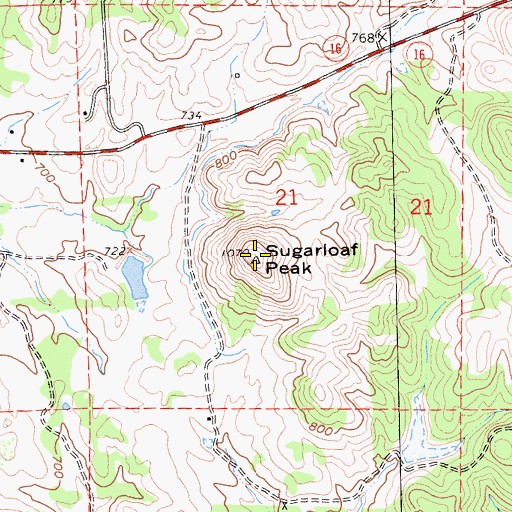 Topographic Map of Sugarloaf Peak, CA
