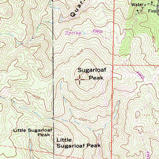 Topographic Map of Sugarloaf Peak, CA