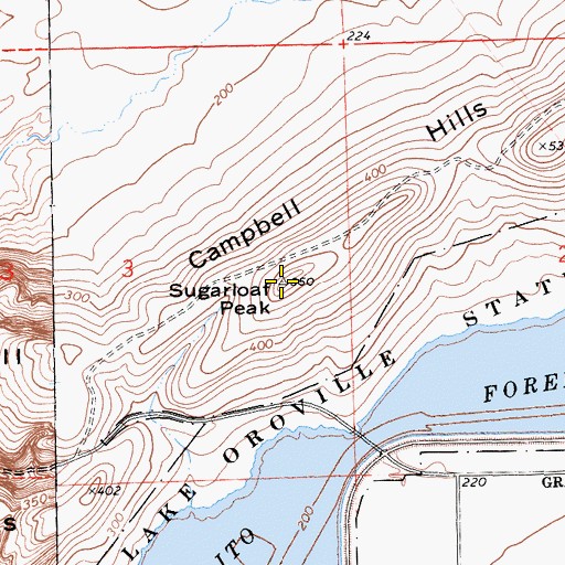 Topographic Map of Sugarloaf Peak, CA