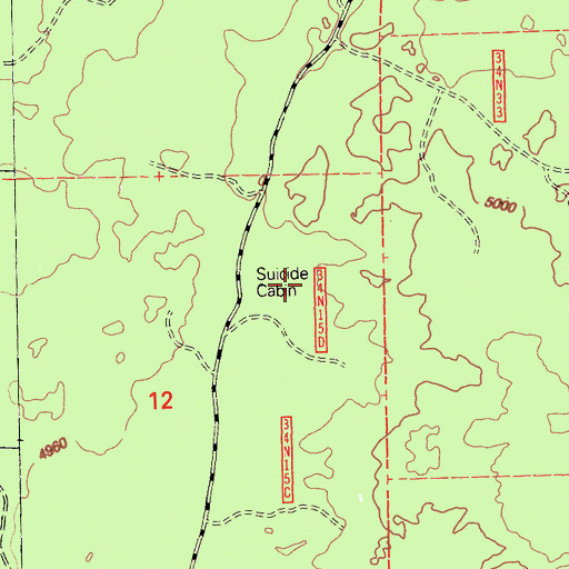 Topographic Map of Suicide Cabin, CA