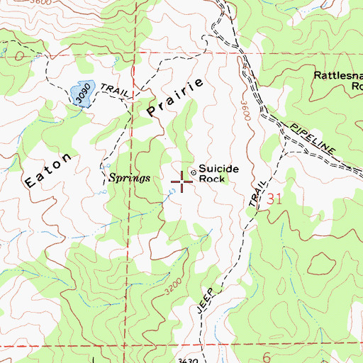 Topographic Map of Suicide Rock, CA