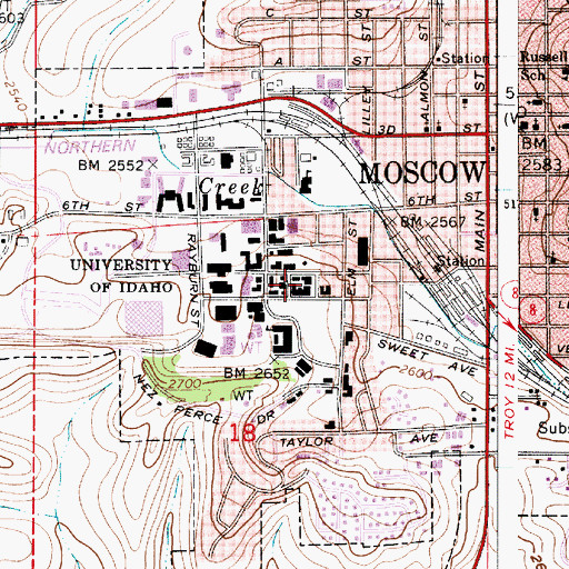 Topographic Map of Lindley Hall, ID