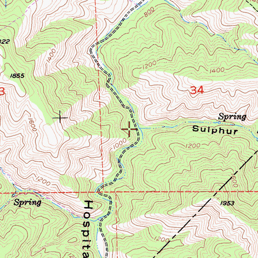 Topographic Map of Sulphur Gulch, CA