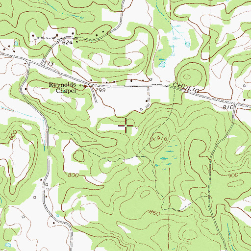 Topographic Map of Alford-Watson Cemetery, GA
