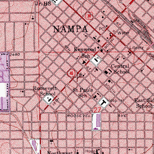 Topographic Map of Nampa Friends Church, ID