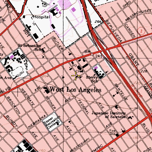 Topographic Map of Los Angeles Police Department - West Los Angeles Police Station, CA