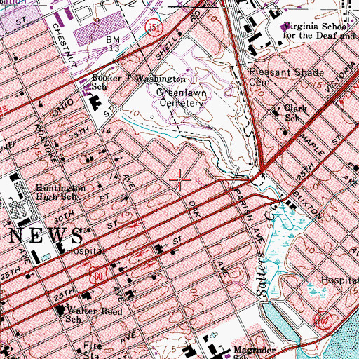 Topographic Map of Oak Avenue Minipark, VA