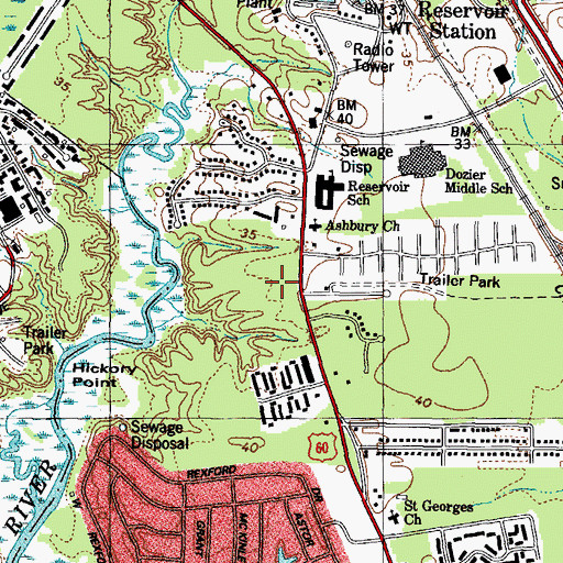 Topographic Map of Ashton Green Shopping Center, VA