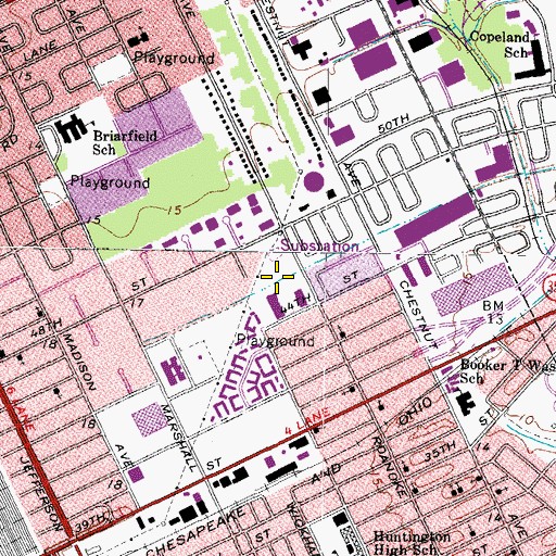 Topographic Map of Copeland Industrial Park, VA