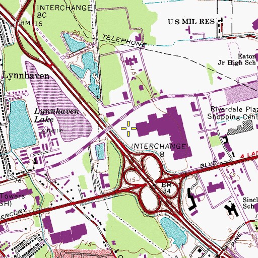 Topographic Map of Coliseum Specialty Shops Shopping Center, VA
