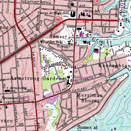 Topographic Map of Southampton Shopping Center, VA
