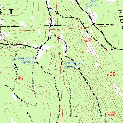 Topographic Map of Sunflower Spring, CA