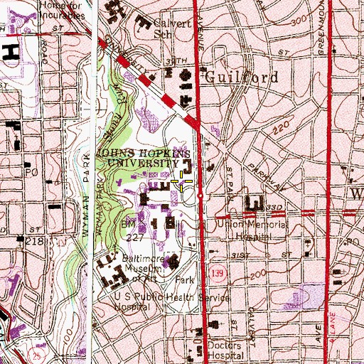 Topographic Map of Homewood House Museum, MD