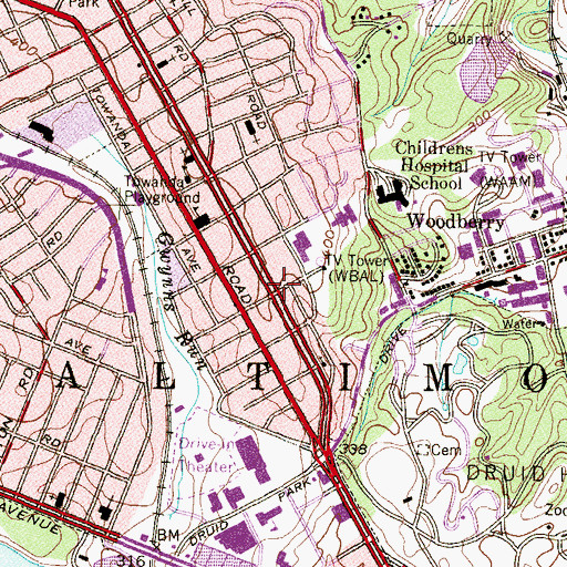 Topographic Map of Bethel Missionary Baptist Church, MD