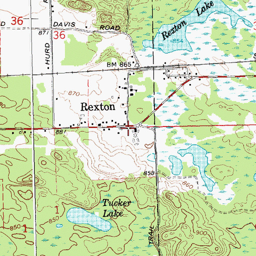 Topographic Map of Rexton Post Office (historical), MI